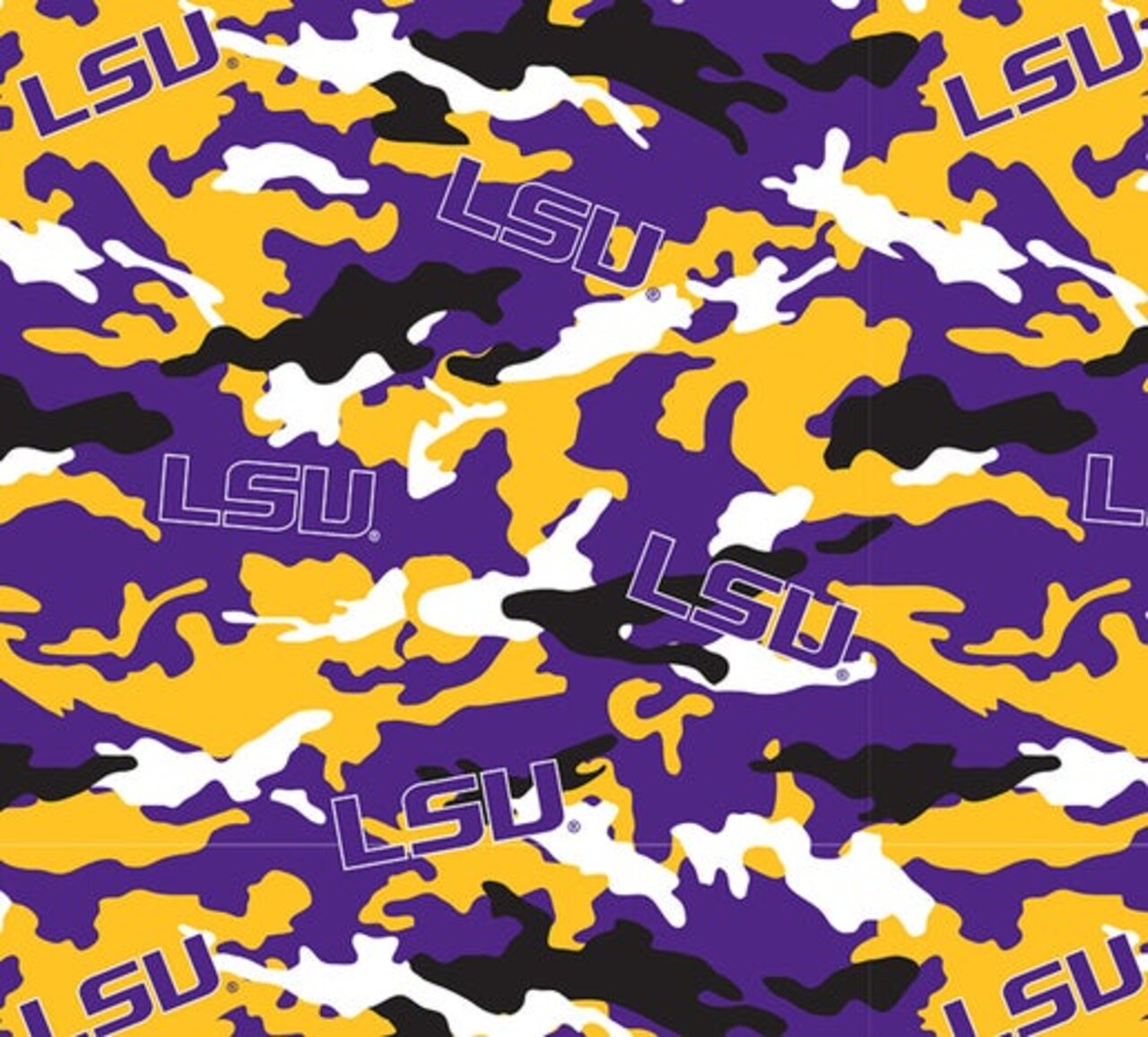 Licensed NCAA Louisiana State University Camo Fleece LSU-820 Fabric by the Yard